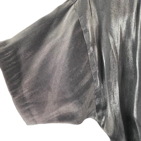 Miss California Apparel Vintage 70s Silver Metallic Zipper Jacket Drawstring MED - Picture 4 of 8